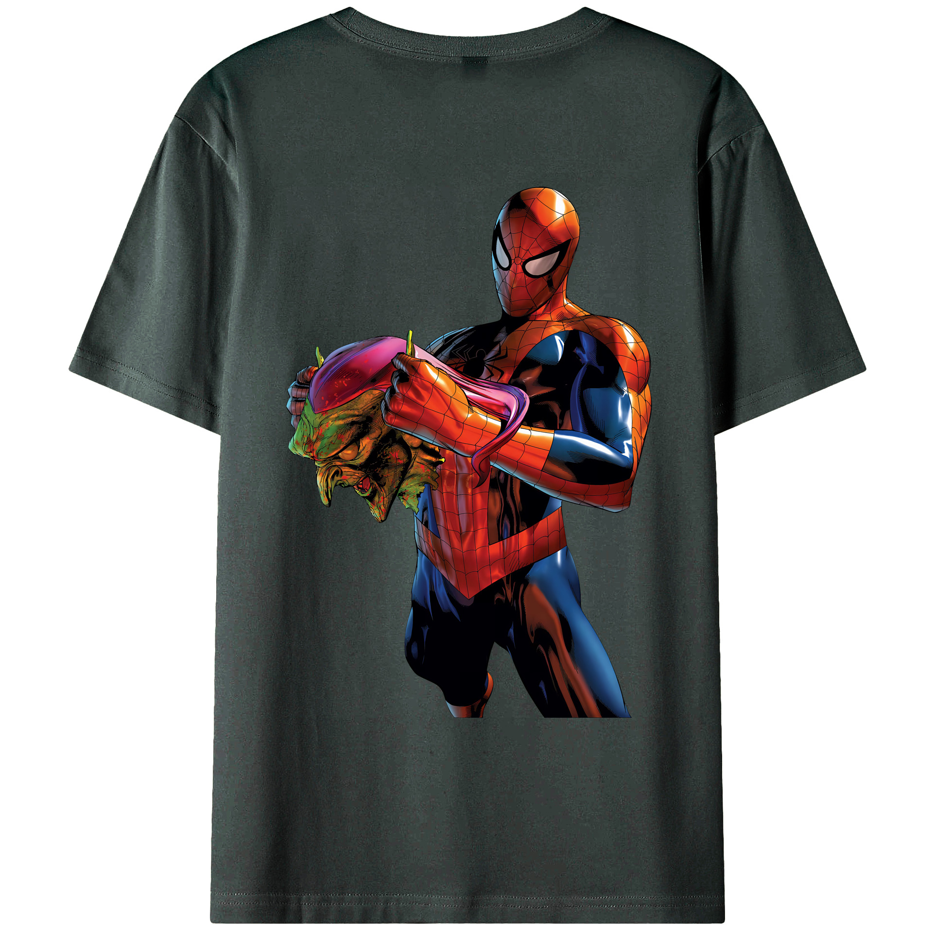 （画像用） Spider Man スパイダーマン 綿100％ メンズ半袖Tシャツ（バックプリント） 通気性